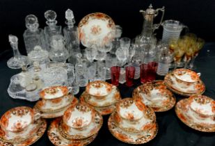 Ceramics and Glass - Victorian and later glass ware including bottle decanters, metal mounted claret