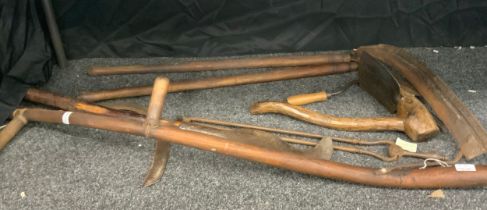 Vintage tools - inc scythe, bill hook, long handle edger etc
