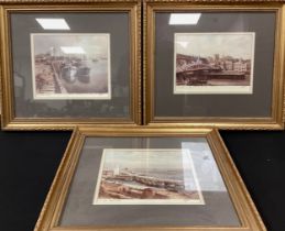 Walter Homes prints, ‘Newcastle Upon Tyne’, ’North Shields Fish Quay', 'Low Light, North Shields',