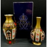 Royal Crown Derby 1128 pattern ribbed ovoid vase, 17cm high, other, 18cm high, both first quality (