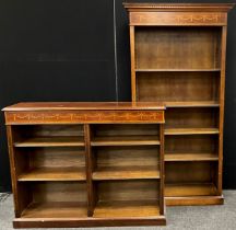 A Sheraton revival tall open bookcase, four tiers of shelving, 179.5cm high x 81.5cm wide x 28.5cm