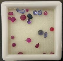 Loose Gemstones - Rubies, sapphire, tanzanite's mixed cuts, total estimated stone weight 3.40ct.