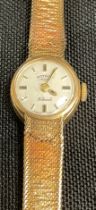 A Rotary 9ct gold cased bracelet wristwatch, integral strap, 15g gross, boxed
