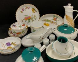 Royal Worcester ‘Evesham’ pattern ware including; coffee pot, flan dish, lidded tureen; etc;