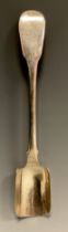 A George III silver fiddle pattern Cheese scoop, J Barker, London 1811, 19.7cm long, 1.68ozt