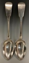 A pair of George III Dumfries Scottish provincial silver table spoons, David Gray, Dumfries 1810,