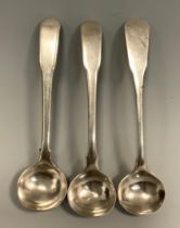 A pair of early 19th century Scottish provincial silver salt spoons, John Heron, Greenock, c.1800-