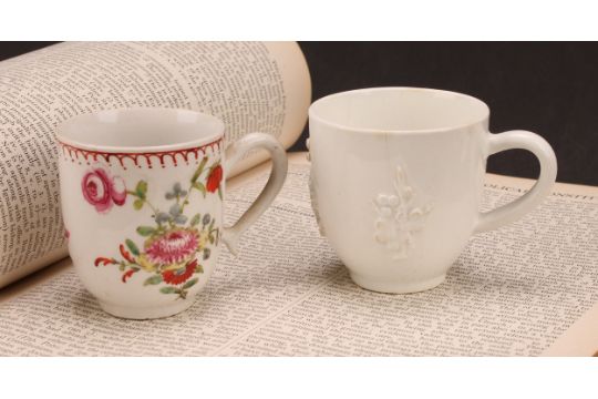 A Bow coffee cup, decorated in polychrome with stylised flowers and foliage, crow's foot border, - Image 1 of 8