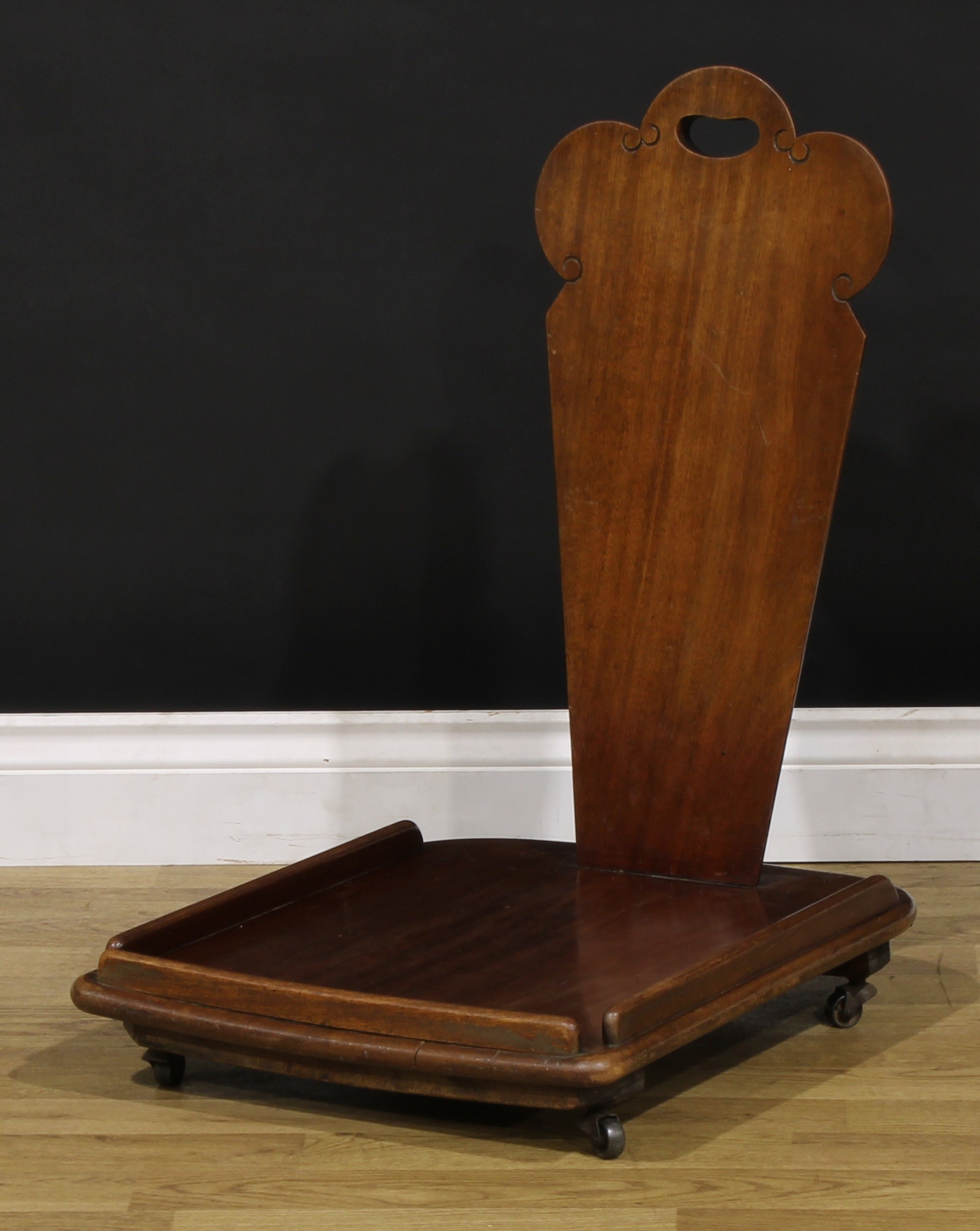 A 19th century country house library or wine cellar trolley, the shaped back with pierced handle, - Image 2 of 4