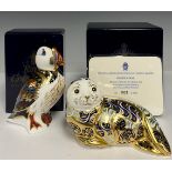 A Royal Crown Derby paperweight, Harbour Seal, limited edition 1,625/4,500, gold stopper,