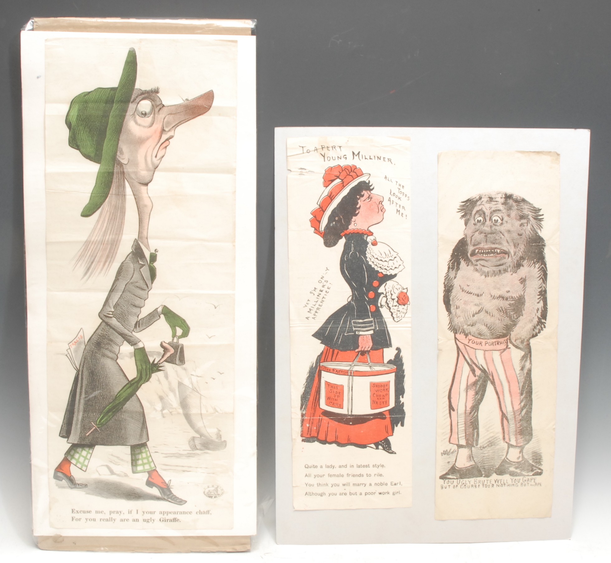 Caricature & Victorian Satire - a group of three children's posters, comprising 'Excuse me, pray, if