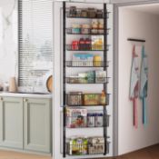 RRP £39.99 COVAODQ 8-Tier over door spice rack,hanging door storage kitchen,over door storage