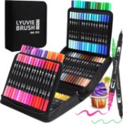 RRP £24.99 Lyuvie 100 Colours Dual Brush Markers Colouring Pens Felt Tip Pens for Adults Kids,