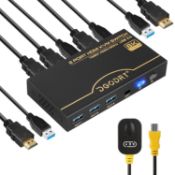 RRP £36.99 DGODRT 8K 60Hz HDMI 2.1 KVM Switch 4K 120Hz, 2 Prot KVM Switch with USB 3.0 for 2