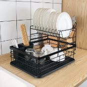 RRP £24.99 COVAODQ Drain Bowl Rack 2-Layer Detachable Drying Rack with drip Tray Cutlery Rack Dish