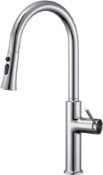 RRP £44.99 GOTHERN Kitchen Sink Taps Mixer with Pull Out Spray, Swivel Single Handle High Arc Pull