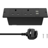 RRP £22.99 Recessed Power Strip with USB, Recessed Power Outlet with 2 USB, Desk Power Socket with 2