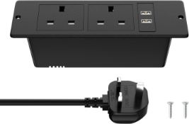 RRP £22.99 Recessed Power Strip with USB, Recessed Power Outlet with 2 USB, Desk Power Socket with 2