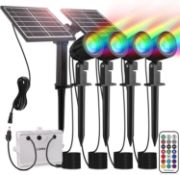 RRP £39.99 Linke Solar Spot Lights Outdoor Garden, 4 in 1 Colour Changing Led RGB Solar Powered