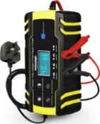 RRP £29.99 HAUSPROFI 12V/24V 8Amp Automatic Battery Charger with 3-Stage Charging, 6 Charging Mode