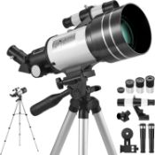 RRP £59.99 Astronomic Telescope, VINTEAM Portable 300/70mm Refractor Telescope Kit with Eyepieces,