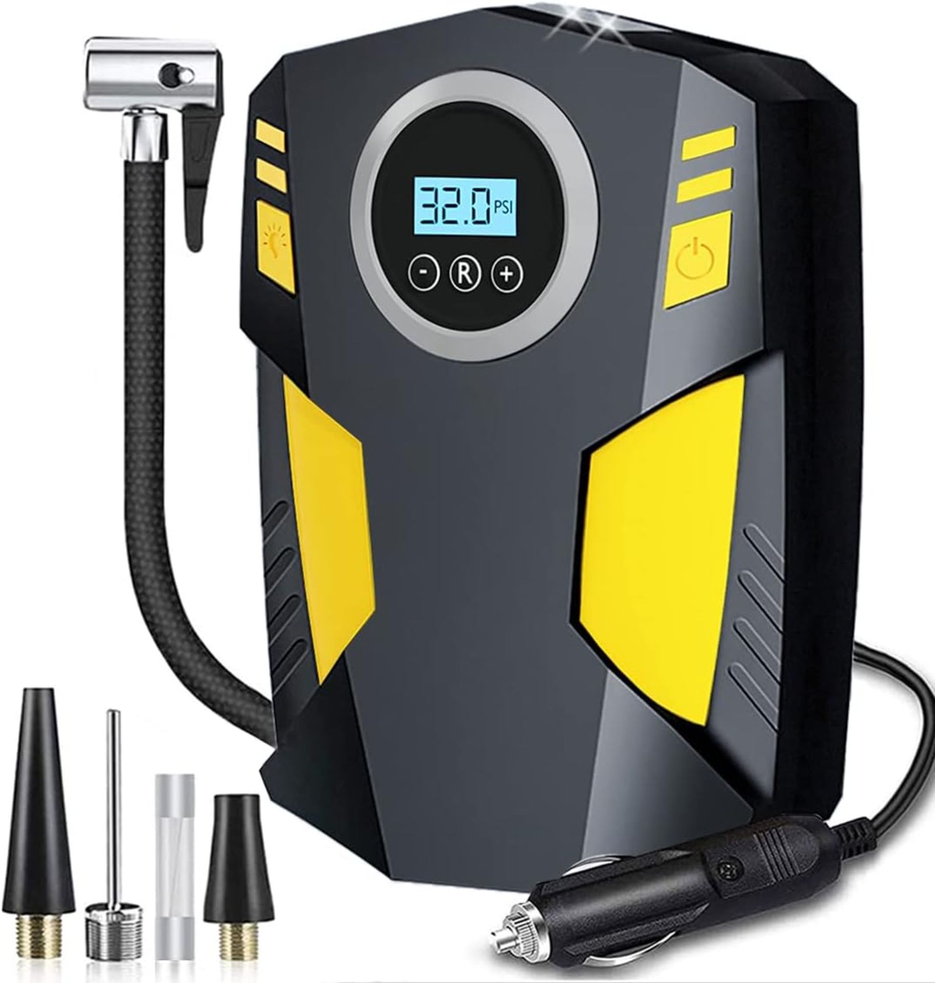 AIBEAU Digital Car Tyre Inflator Air Compressor with Auto Stop and LED Light 12V Fast Portable Air