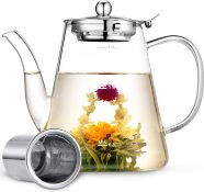 Glass Teapot, Zpose 1200ml Teapot with Removable Loose Tea Infuser, Borosilicate Glass Tea Pot