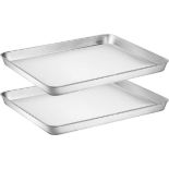 RRP £29.99 2PCS Baking Cookie Sheet, Umiten Stainless Steel Baking Pans Tray, Non Toxic & Healthy,