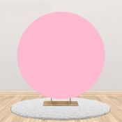 RRP £40 Set of 2 x MEHOFOND Elastic-D7ft(2.2m) Solid Pink Color Round Shape Backdrop Birthday Baby