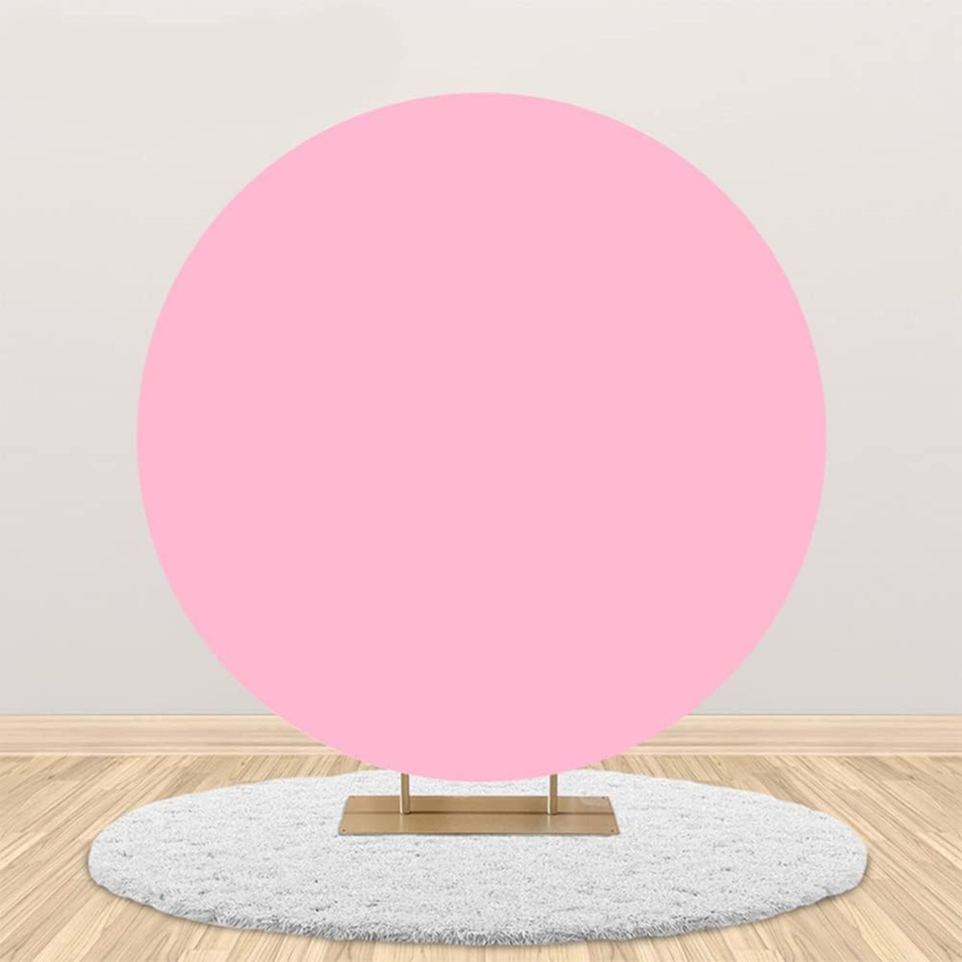 RRP £40 Set of 2 x MEHOFOND Elastic-D7ft(2.2m) Solid Pink Color Round Shape Backdrop Birthday Baby