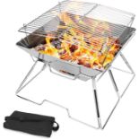 RRP £39.99 Odoland Collapsible Campfire Grill Camping Fire Pit, 304 Stainless Steel Grill Gate,