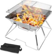 RRP £39.99 Odoland Collapsible Campfire Grill Camping Fire Pit, 304 Stainless Steel Grill Gate,