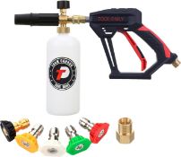 RRP £44.99 Tool Daily Short Pressure Washer Gun with Foam Cannon, 1/4 Inch Quick Connector, with 5