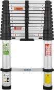 BIVATIA 3.8M/ 12.5 Ft Smartsafe Aluminum Telescoping Extension Ladder Retraction Collapsible