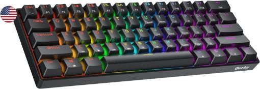 RRP £39.99 Geeky GK61 60% | Hot Swappable Mechanical Gaming Keyboard | 61 Keys Multi Color RGB LED