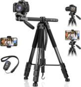 RRP £48.99 JOILCAN 71" Central Axis Horizontal Camera Tripod for Canon/Nikon/DSLR Cameras,