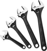 MAXPOWER Adjustable Spanner Set, 4PCs Adjustable Wrench Set, Black - 150mm, 200mm, 250mm and 300mm
