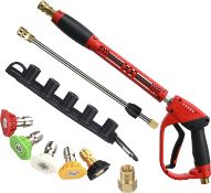 RRP £44.99 Tool Daily Deluxe Pressure Washer Gun, with Replacement Wand Extension, 5 Nozzle Tips,