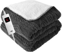 RRP £64.99 GlamHaus Heated Electric Throw Blanket - Luxurious & Soft Design - 9 Temperature