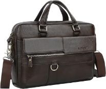 RRP £29.99 Leathario Men's Leather Laptop Bag Shoulder Messenger Bag Briefcase Handbag