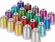 RRP £31.99 New brothread 20 Assorted Colours Metallic Machine Embroidery Thread Kit 500M Each