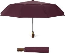 RRP £17.99 ECOHUB Travel Umbrella Windproof Strong Compact Foldable, Automatic Open/Close, 10 Sturdy