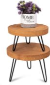 RRP £32.99 Uziass Wooden Indoor Plant Stand Set, Metal Legs Flower Pot Holders for Indoor Living