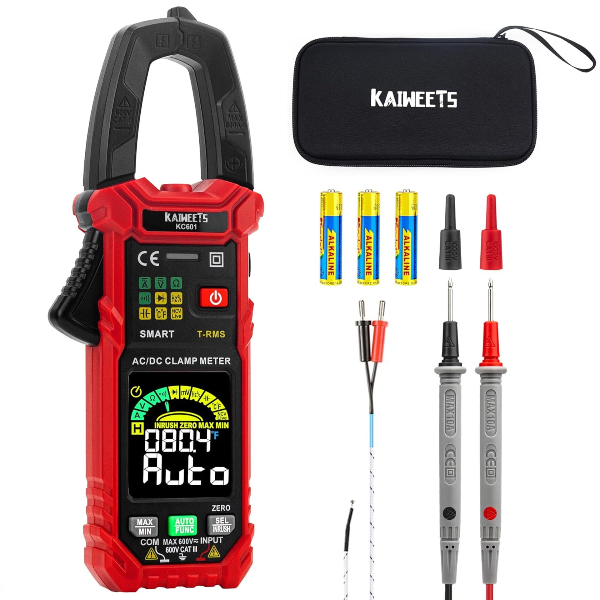 RRP £45.99 KAIWEETS Smart Digital Clamp Meter T-RMS 6000 Counts, Clamp Multimeter with Inrush
