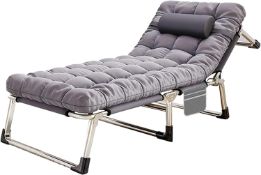 RRP £99.99 Cachpib Sun Lounger Folding Garden Chair Sunlounger Adjustable Recliner Chair Sunbed