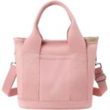 RRP £22 Set of 2 x Canvas Tote Bags for Women Mini Crossbody Bags with Zipper Handbag Tote Purse