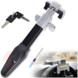 RRP £49.99 Steering Wheel Lock with Alarm by Poweka Retractable Steering Lock Car Lock Anti-Theft