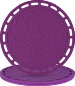 RRP £24 Set of 2 x Smithcraft 3-Pack Large Round Silicone Trivet and Pot Holders Purple