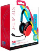 RRP £30 Set of 2 x STEALTH C6-100 Neon Red & Blue Over Ear Gaming Headset