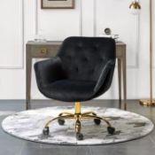 RRP £129 HULALA HOME Velvet Office Chair with Gold Base, Modern Cute Mid-Back Desk Chair, Adjustable